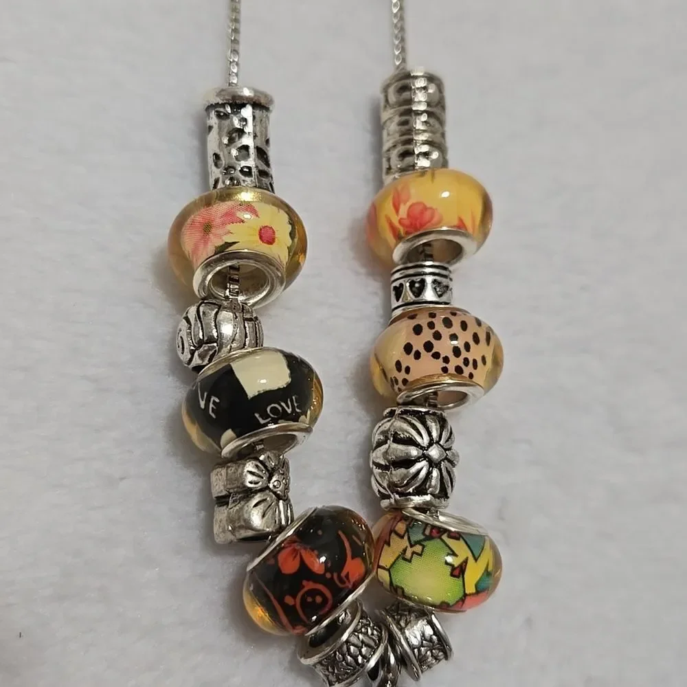 Silver Floating Charm Pendant Necklace With 40 Charms